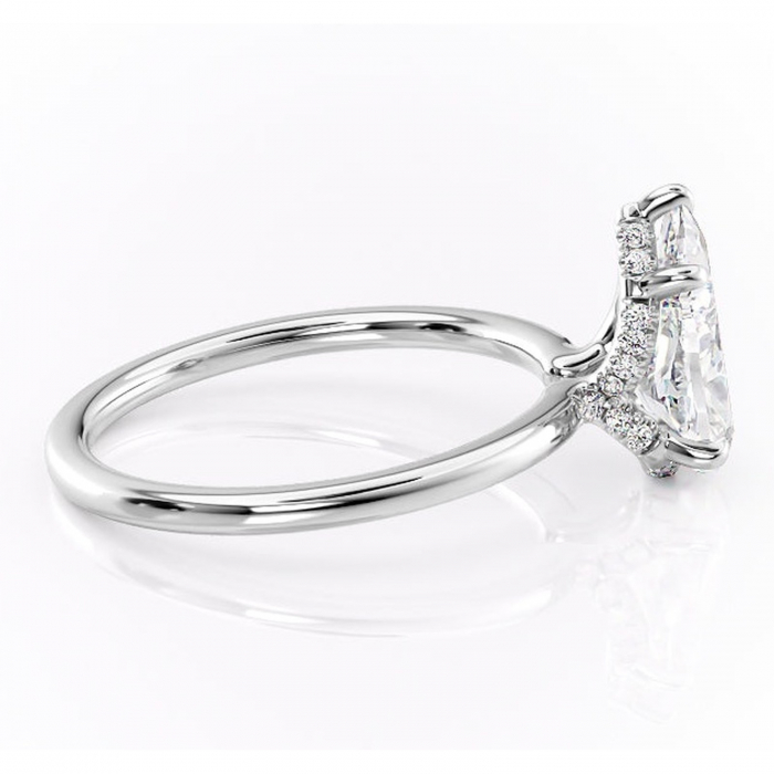 Inel de logodnă Amethyst din aur Alb 18kt cu moissanite tăietură pară – Solitar rafinată pentru profil înalt | Personalizează și configurează gratuit online [2]