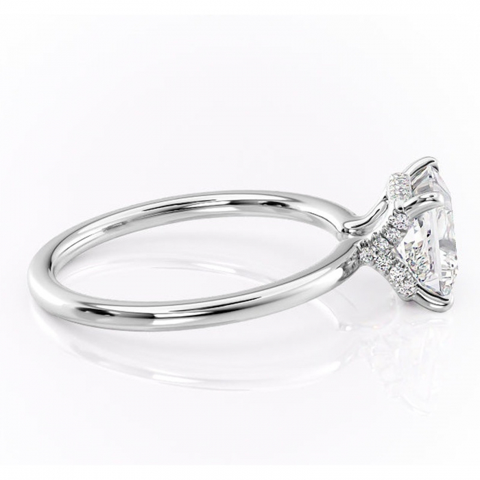 Inel de logodnă Amethyst din aur Alb 18kt cu moissanite tăietură princess – Solitar rafinată pentru profil înalt | Personalizează și configurează gratuit online [2]