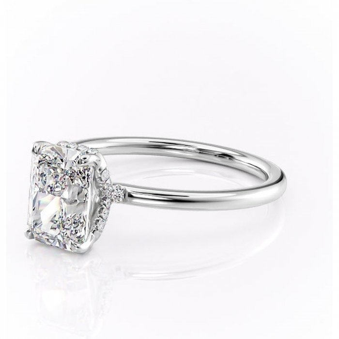 Inel de logodnă Amethyst din aur Alb 18kt cu moissanite tăietură radiantă – Solitar rafinată pentru profil înalt | Personalizează și configurează gratuit online [7]