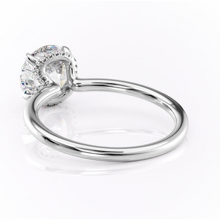 Inel de logodnă Amethyst din aur Alb 14kt cu moissanite tăietură rotundă – Solitar rafinată pentru profil înalt | Personalizează și configurează gratuit online [4]