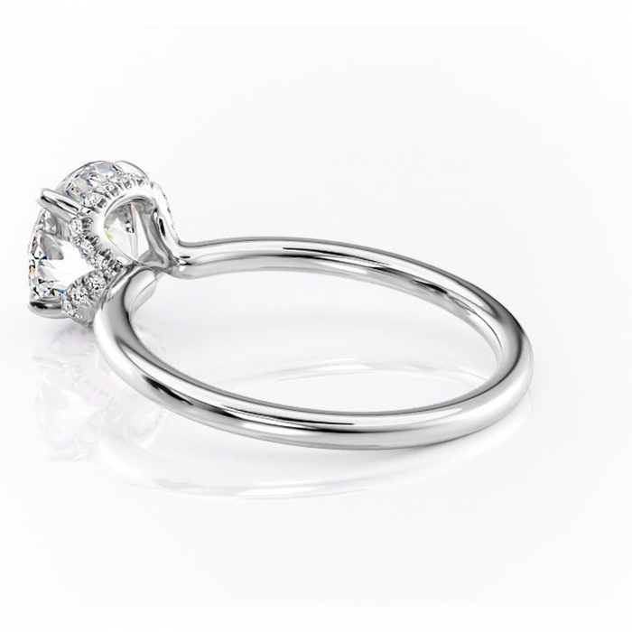 Inel de logodnă Amethyst din aur Alb 14kt cu moissanite tăietură rotundă – Solitar rafinată pentru profil înalt | Personalizează și configurează gratuit online [5]