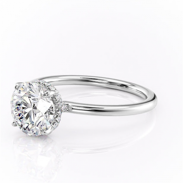 Inel de logodnă Amethyst din aur Alb 14kt cu moissanite tăietură rotundă – Solitar rafinată pentru profil înalt | Personalizează și configurează gratuit online [7]