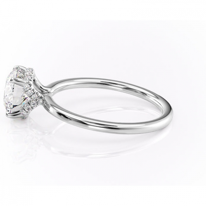 Inel de logodnă Amethyst din aur Alb 14kt cu moissanite tăietură rotundă – Solitar rafinată pentru profil înalt | Personalizează și configurează gratuit online [6]