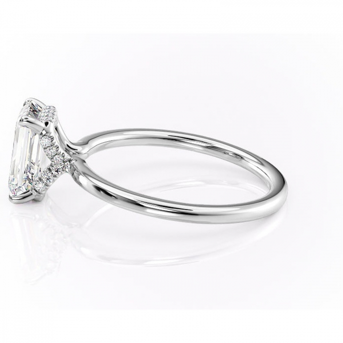 Inel de logodnă Amethyst din aur Alb 14kt cu moissanite tăietură smarald – Solitar rafinată pentru profil înalt | Personalizează și configurează gratuit online [6]