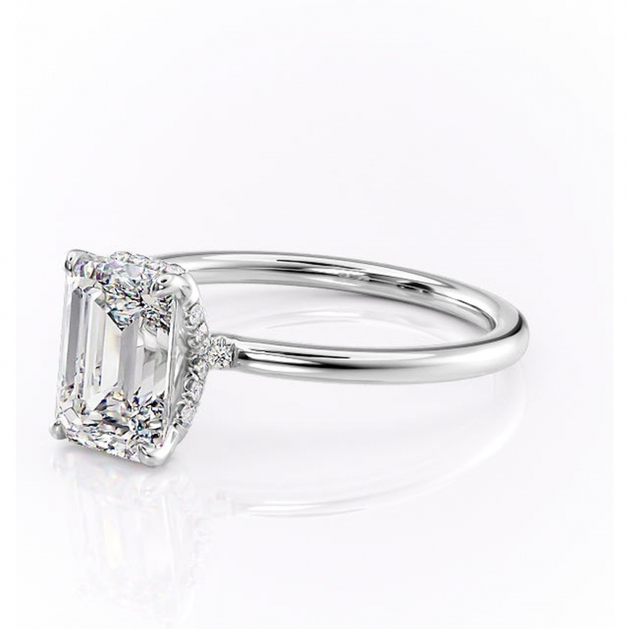 Inel de logodnă Amethyst din aur Alb 14kt cu moissanite tăietură smarald – Solitar rafinată pentru profil înalt | Personalizează și configurează gratuit online [7]