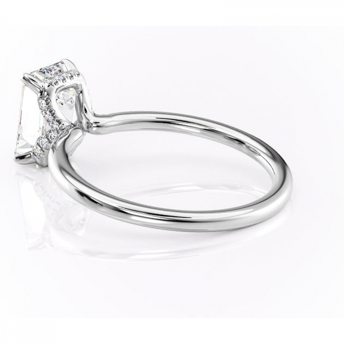 Inel de logodnă Amethyst din aur Alb 14kt cu moissanite tăietură smarald – Solitar rafinată pentru profil înalt | Personalizează și configurează gratuit online [5]