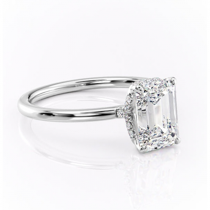 Inel de logodnă Amethyst din aur Alb 14kt cu moissanite tăietură smarald – Solitar rafinată pentru profil înalt | Personalizează și configurează gratuit online [1]