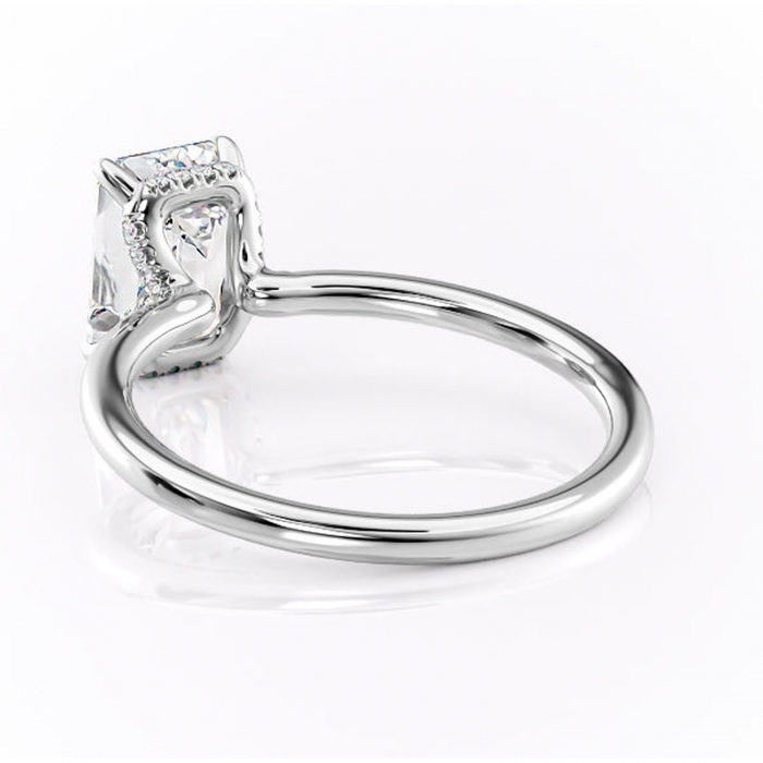 Inel de logodnă Amethyst din aur Alb 14kt cu moissanite tăietură smarald – Solitar rafinată pentru profil înalt | Personalizează și configurează gratuit online [4]