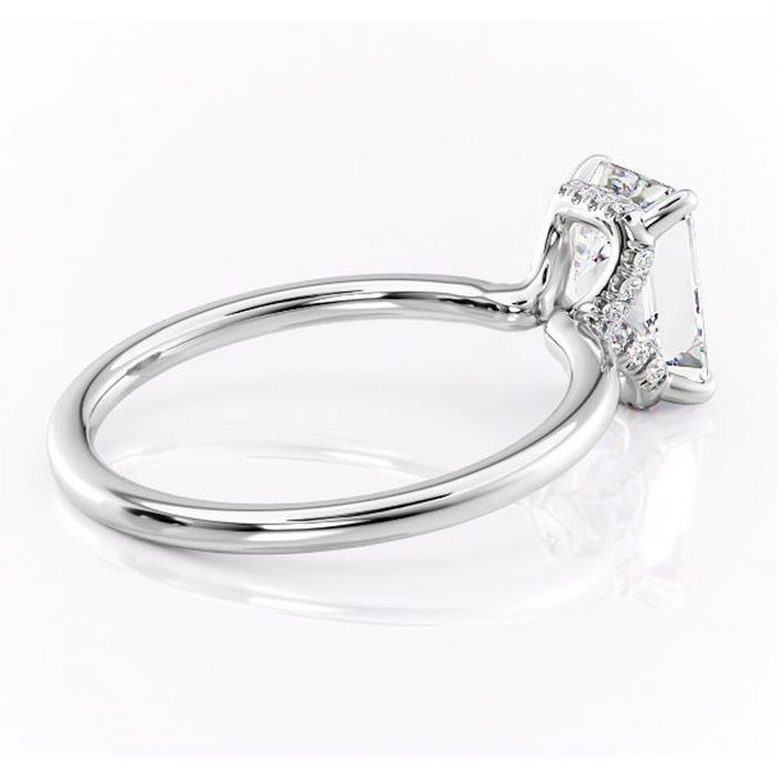 Inel de logodnă Amethyst din aur Alb 14kt cu moissanite tăietură smarald – Solitar rafinată pentru profil înalt | Personalizează și configurează gratuit online [3]