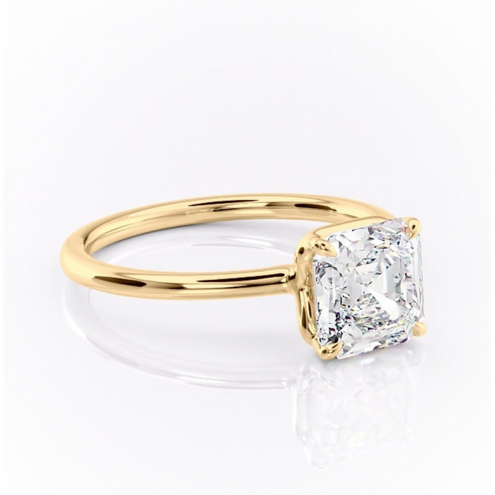 Inel de logodnă Amethyst din aur Galben 18kt cu moissanite tăietură asscher – Solitar rafinată pentru profil înalt | Personalizează și configurează gratuit online [1]