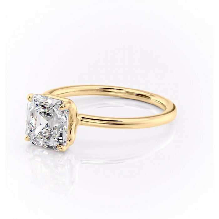 Inel de logodnă Amethyst din aur Galben 18kt cu moissanite tăietură asscher – Solitar rafinată pentru profil înalt | Personalizează și configurează gratuit online [7]