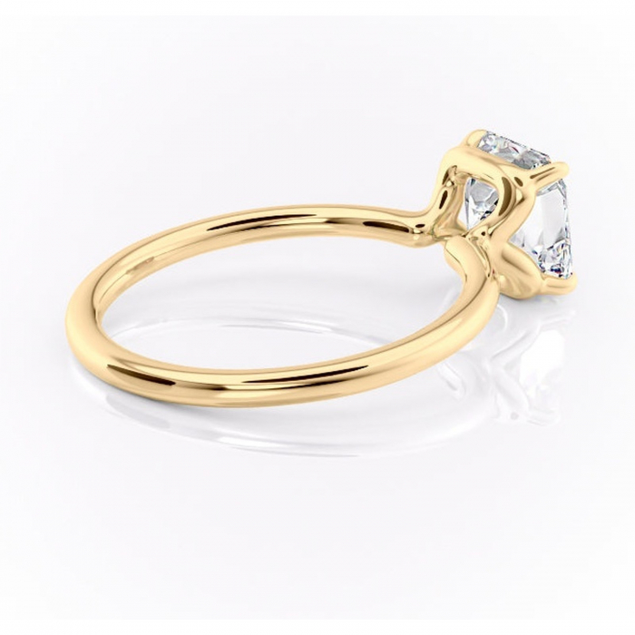 Inel de logodnă Amethyst din aur Galben 18kt cu moissanite tăietură asscher – Solitar rafinată pentru profil înalt | Personalizează și configurează gratuit online [3]