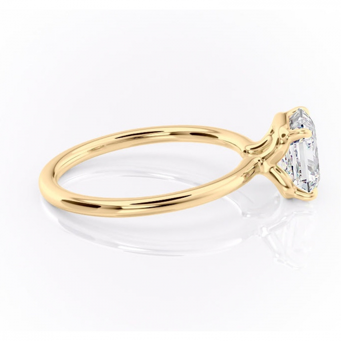 Inel de logodnă Amethyst din aur Galben 18kt cu moissanite tăietură asscher – Solitar rafinată pentru profil înalt | Personalizează și configurează gratuit online [2]