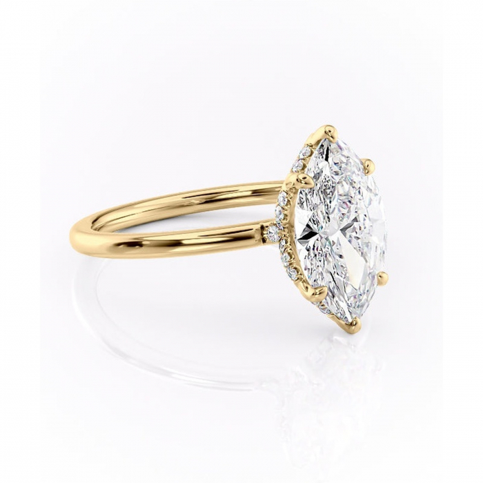 Inel de logodnă Amethyst din aur Galben 14kt cu moissanite tăietură marquise – Solitar rafinată pentru profil înalt | Personalizează și configurează gratuit online [1]