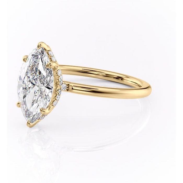 Inel de logodnă Amethyst din aur Galben 14kt cu moissanite tăietură marquise – Solitar rafinată pentru profil înalt | Personalizează și configurează gratuit online [7]