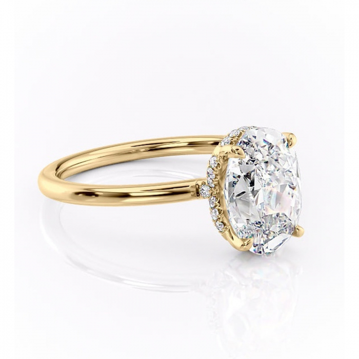 Inel de logodnă Amethyst din aur Galben 18kt cu moissanite tăietură ovală – Solitar rafinată pentru profil înalt | Personalizează și configurează gratuit online [1]