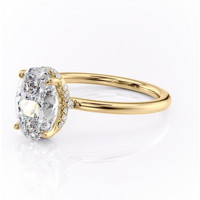 Inel de logodnă Amethyst din aur Galben 18kt cu moissanite tăietură ovală – Solitar rafinată pentru profil înalt | Personalizează și configurează gratuit online [7]