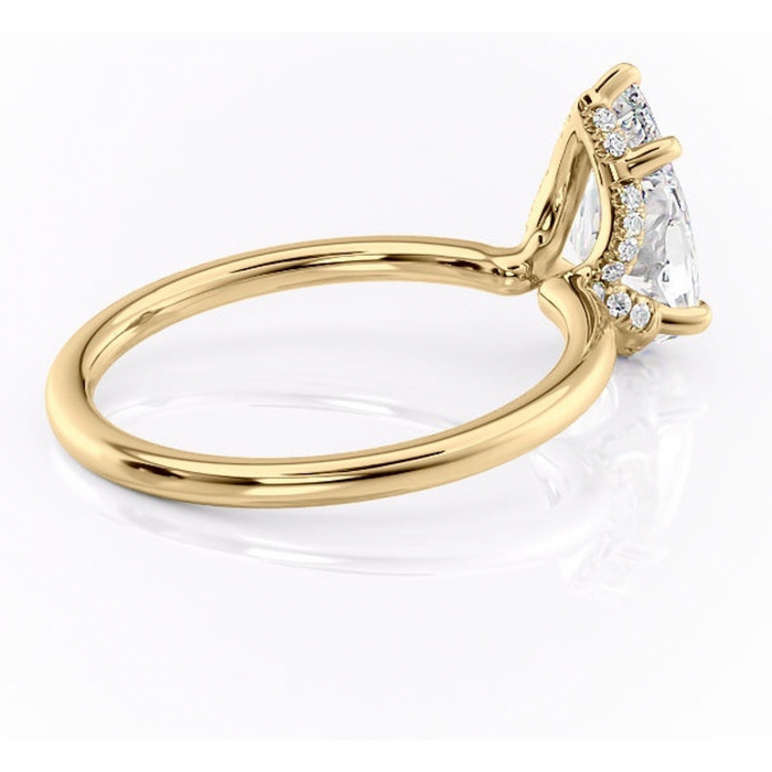 Inel de logodnă Amethyst din aur Galben 14kt cu moissanite tăietură pară – Solitar rafinată pentru profil înalt | Personalizează și configurează gratuit online [3]