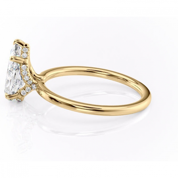Inel de logodnă Amethyst din aur Galben 14kt cu moissanite tăietură pară – Solitar rafinată pentru profil înalt | Personalizează și configurează gratuit online [6]