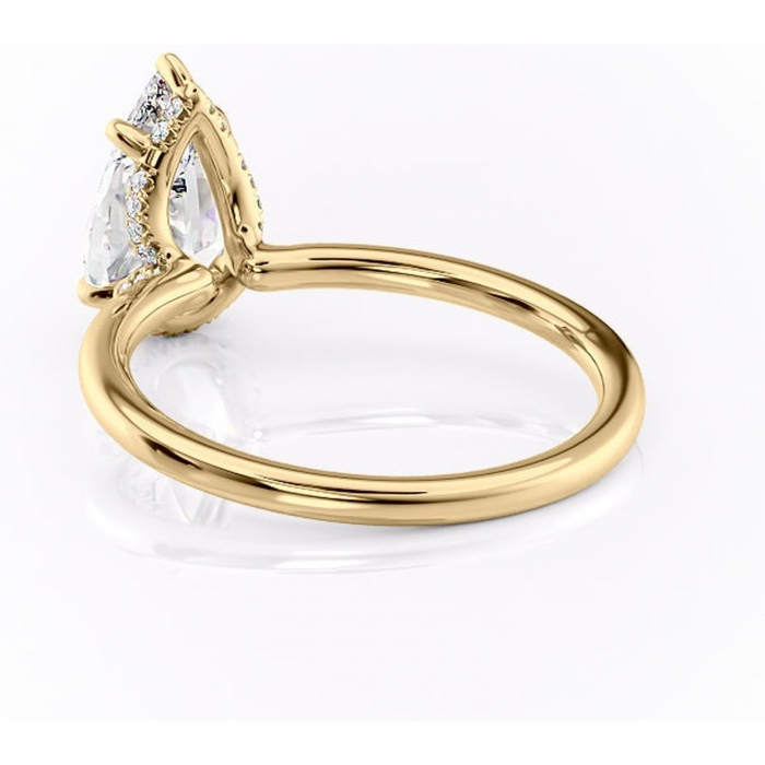 Inel de logodnă Amethyst din aur Galben 14kt cu moissanite tăietură pară – Solitar rafinată pentru profil înalt | Personalizează și configurează gratuit online [4]