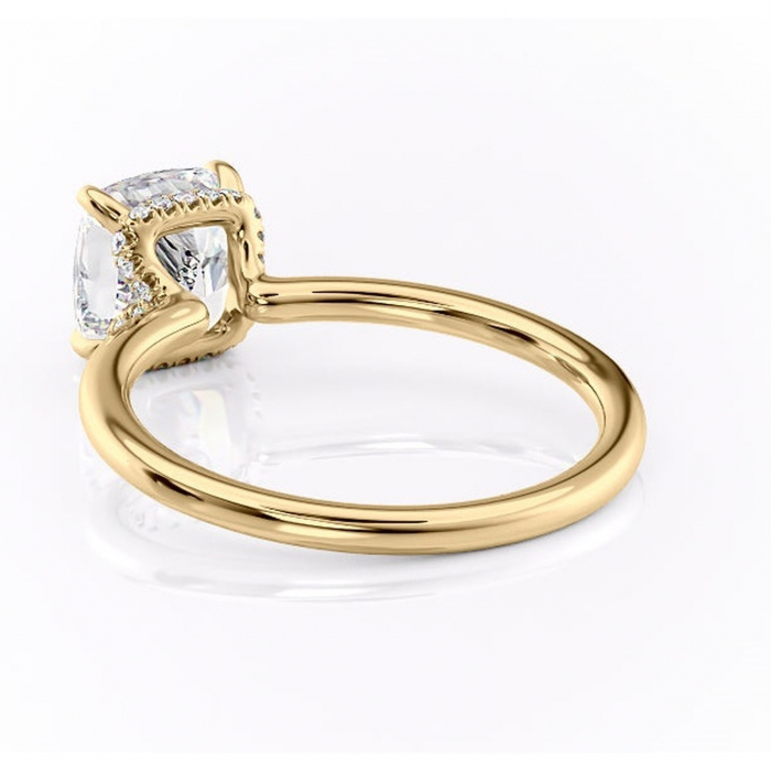 Inel de logodnă Amethyst din aur Galben 14kt cu moissanite tăietură pernă – Solitar rafinată pentru profil înalt | Personalizează și configurează gratuit online [4]