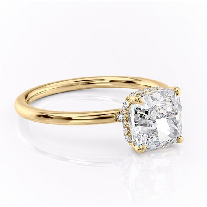 Inel de logodnă Amethyst din aur Galben 14kt cu moissanite tăietură pernă – Solitar rafinată pentru profil înalt | Personalizează și configurează gratuit online [1]