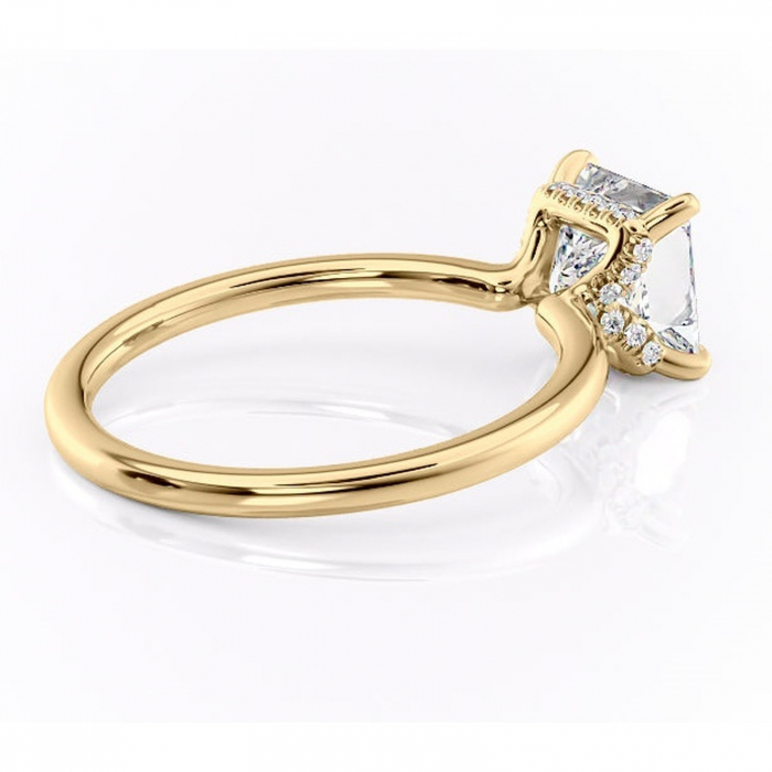 Inel de logodnă Amethyst din aur Galben 14kt cu moissanite tăietură princess – Solitar rafinată pentru profil înalt | Personalizează și configurează gratuit online [3]