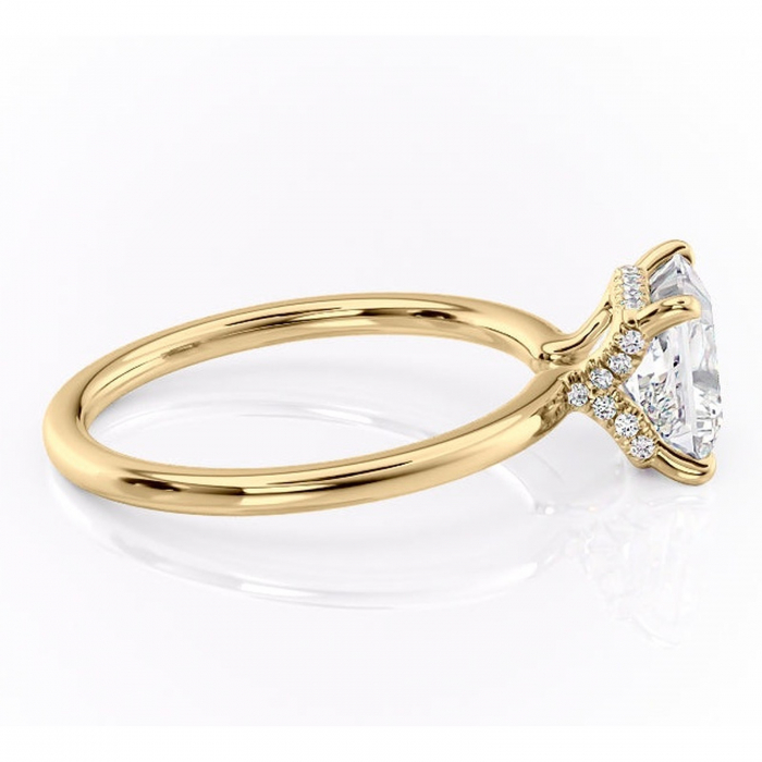 Inel de logodnă Amethyst din aur Galben 14kt cu moissanite tăietură princess – Solitar rafinată pentru profil înalt | Personalizează și configurează gratuit online [2]