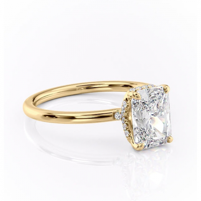 Inel de logodnă Amethyst din aur Galben 14kt cu moissanite tăietură radiantă – Solitar rafinată pentru profil înalt | Personalizează și configurează gratuit online [1]