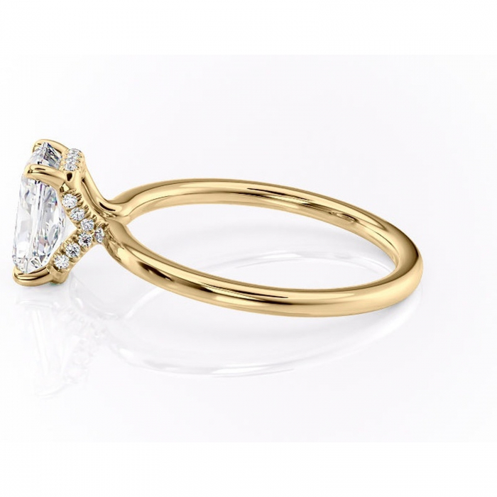 Inel de logodnă Amethyst din aur Galben 14kt cu moissanite tăietură radiantă – Solitar rafinată pentru profil înalt | Personalizează și configurează gratuit online [6]