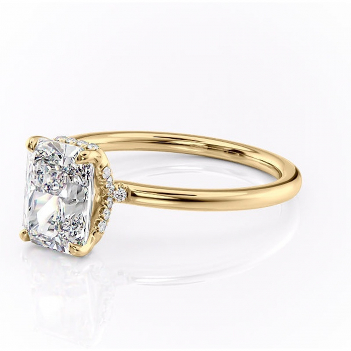 Inel de logodnă Amethyst din aur Galben 14kt cu moissanite tăietură radiantă – Solitar rafinată pentru profil înalt | Personalizează și configurează gratuit online [7]