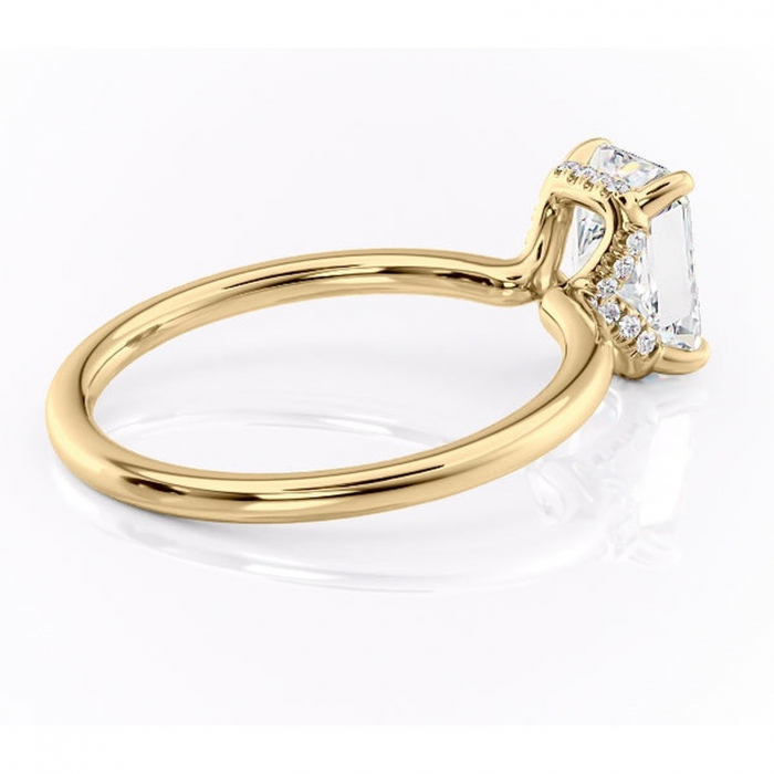 Inel de logodnă Amethyst din aur Galben 14kt cu moissanite tăietură radiantă – Solitar rafinată pentru profil înalt | Personalizează și configurează gratuit online [3]