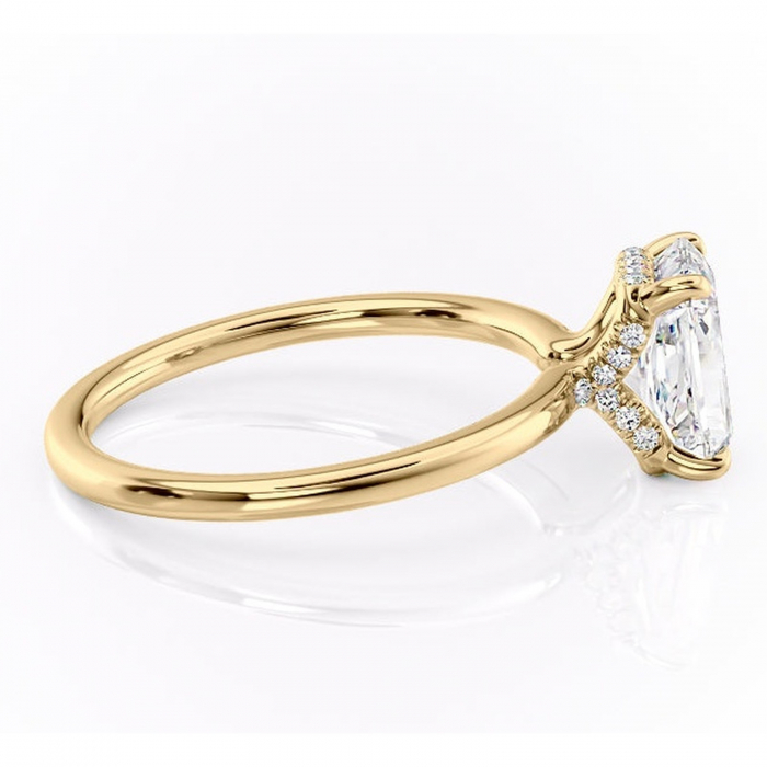 Inel de logodnă Amethyst din aur Galben 14kt cu moissanite tăietură radiantă – Solitar rafinată pentru profil înalt | Personalizează și configurează gratuit online [2]