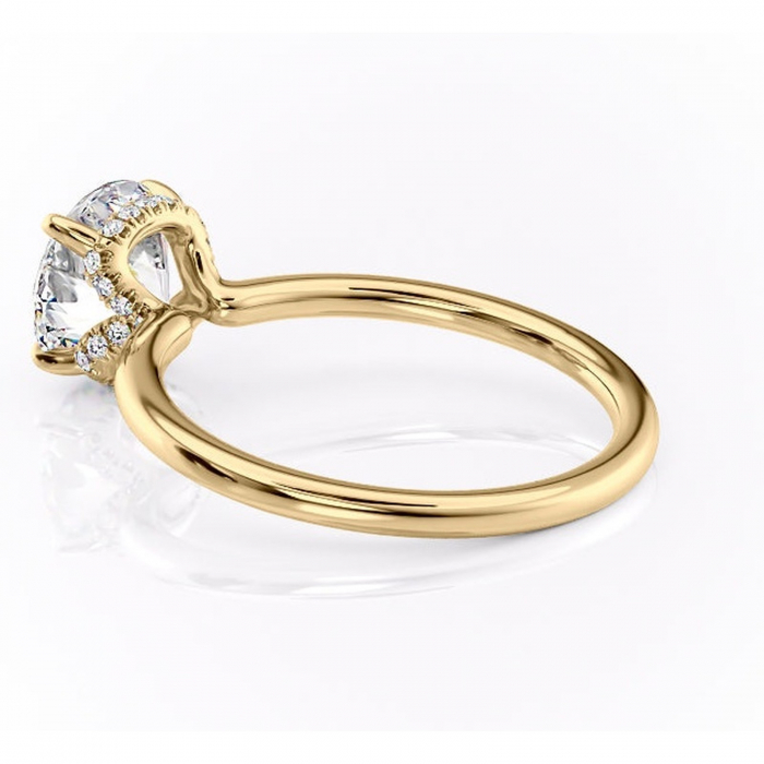 Inel de logodnă Amethyst din aur Galben 14kt cu moissanite tăietură rotundă – Solitar rafinată pentru profil înalt | Personalizează și configurează gratuit online [5]