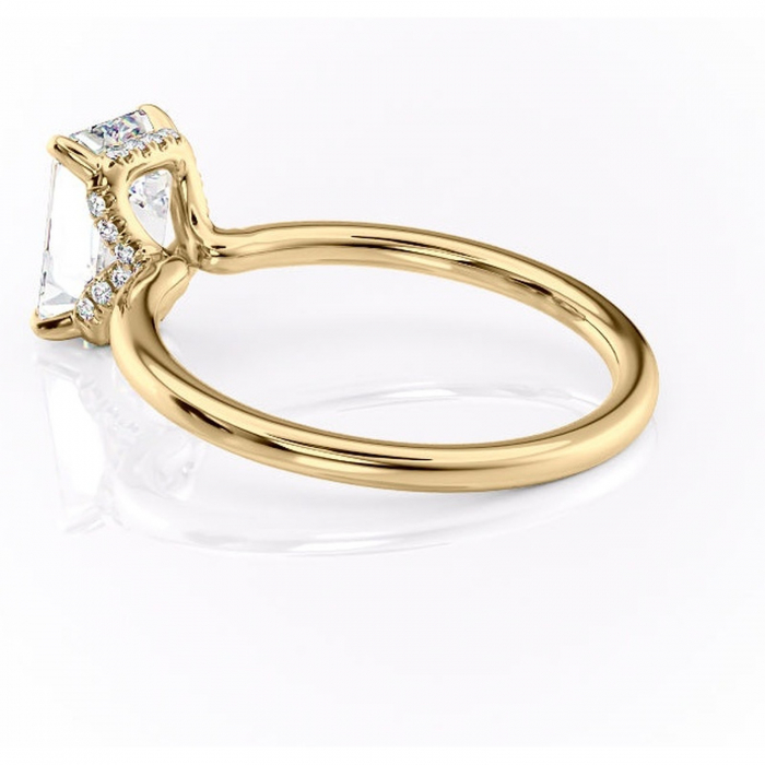 Inel de logodnă Amethyst din aur Galben 14kt cu moissanite tăietură smarald – Solitar rafinată pentru profil înalt | Personalizează și configurează gratuit online [5]