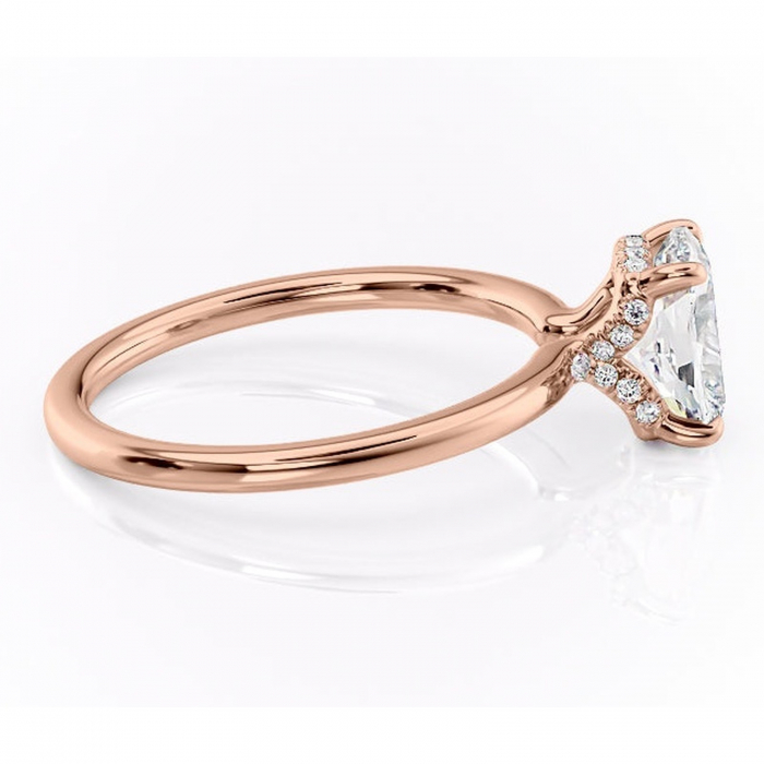 Inel de logodnă Amethyst din aur Rose 14kt cu moissanite tăietură asscher – Solitar rafinată pentru profil înalt | Personalizează și configurează gratuit online [2]