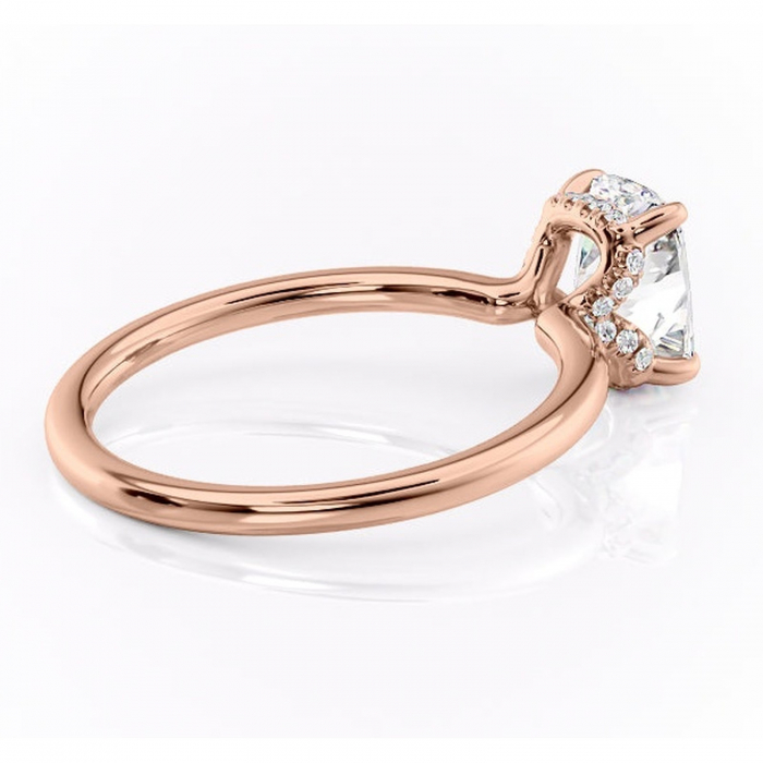 Inel de logodnă Amethyst din aur Rose 14kt cu moissanite tăietură asscher – Solitar rafinată pentru profil înalt | Personalizează și configurează gratuit online [3]