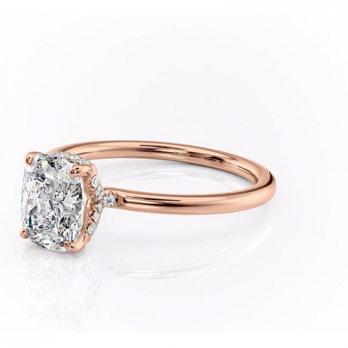 Inel de logodnă Amethyst din aur Rose 14kt cu moissanite tăietură asscher – Solitar rafinată pentru profil înalt | Personalizează și configurează gratuit online [7]