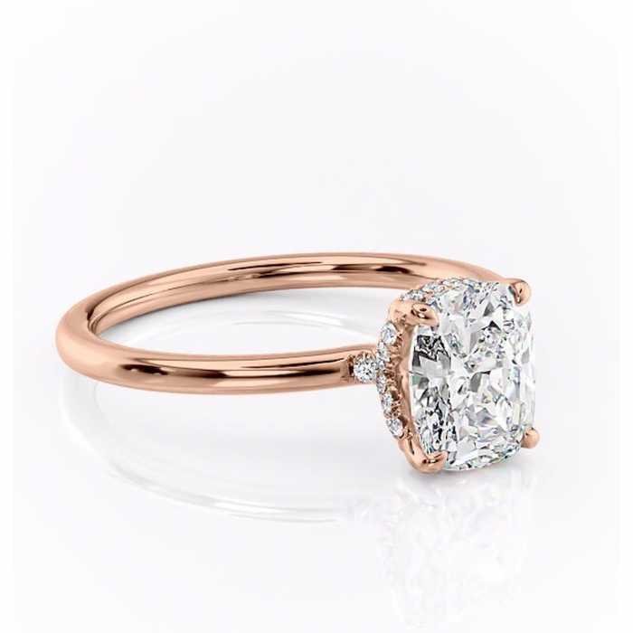 Inel de logodnă Amethyst din aur Rose 14kt cu moissanite tăietură asscher – Solitar rafinată pentru profil înalt | Personalizează și configurează gratuit online [1]