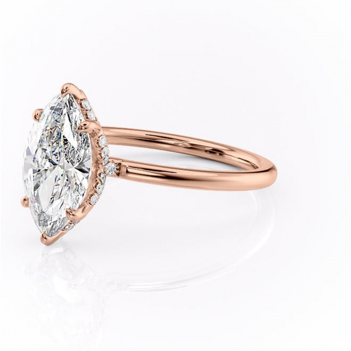 Inel de logodnă Amethyst din aur Rose 14kt cu moissanite tăietură marquise – Solitar rafinată pentru profil înalt | Personalizează și configurează gratuit online [7]
