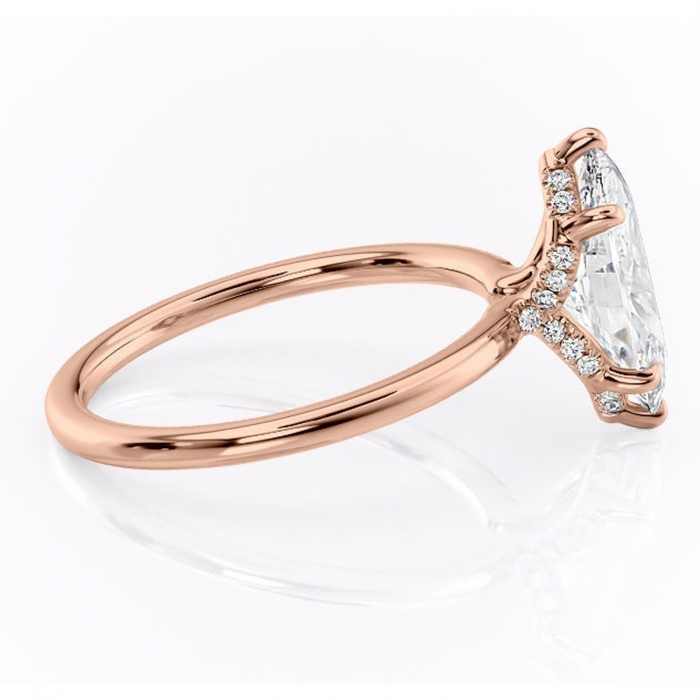 Inel de logodnă Amethyst din aur Rose 14kt cu moissanite tăietură marquise – Solitar rafinată pentru profil înalt | Personalizează și configurează gratuit online [2]