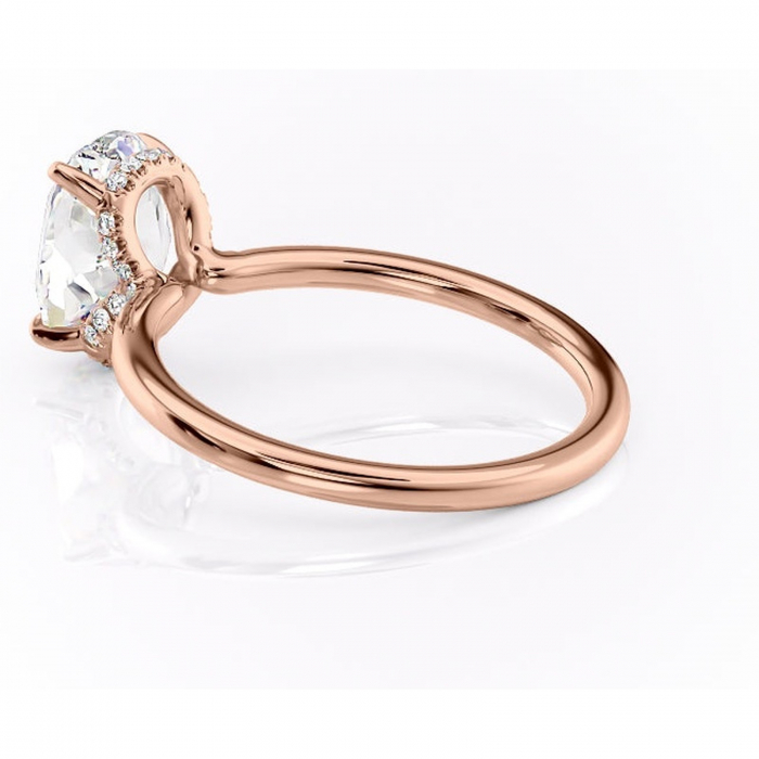 Inel de logodnă Amethyst din aur Rose 18kt cu moissanite tăietură ovală – Solitar rafinată pentru profil înalt | Personalizează și configurează gratuit online [5]