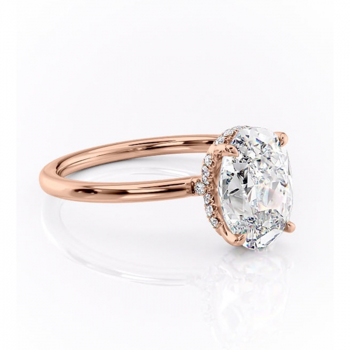 Inel de logodnă Amethyst din aur Rose 18kt cu moissanite tăietură ovală – Solitar rafinată pentru profil înalt | Personalizează și configurează gratuit online [1]