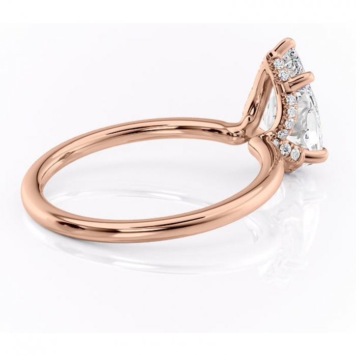 Inel de logodnă Amethyst din aur Rose 14kt cu moissanite tăietură pară – Solitar rafinată pentru profil înalt | Personalizează și configurează gratuit online [3]