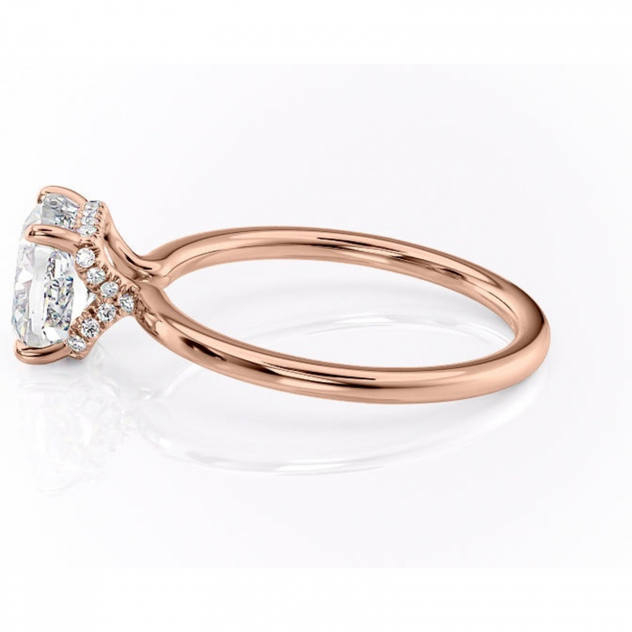 Inel de logodnă Amethyst din aur Rose 14kt cu moissanite tăietură pernă – Solitar rafinată pentru profil înalt | Personalizează și configurează gratuit online [6]