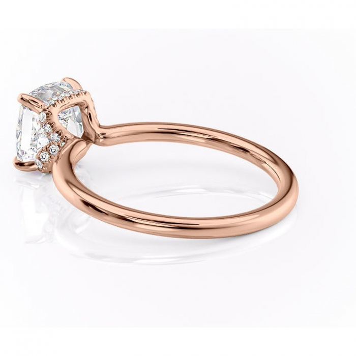 Inel de logodnă Amethyst din aur Rose 14kt cu moissanite tăietură pernă – Solitar rafinată pentru profil înalt | Personalizează și configurează gratuit online [5]