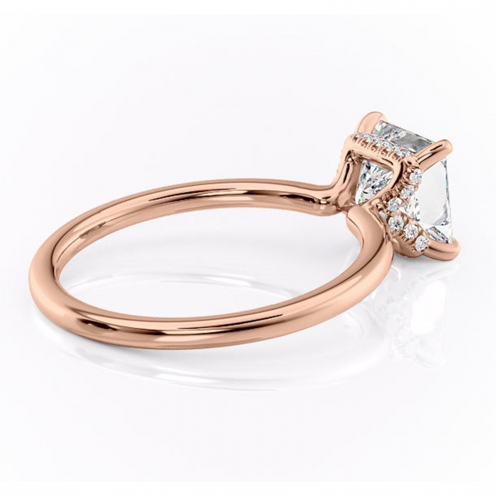 Inel de logodnă Amethyst din aur Rose 18kt cu moissanite tăietură princess – Solitar rafinată pentru profil înalt | Personalizează și configurează gratuit online [3]