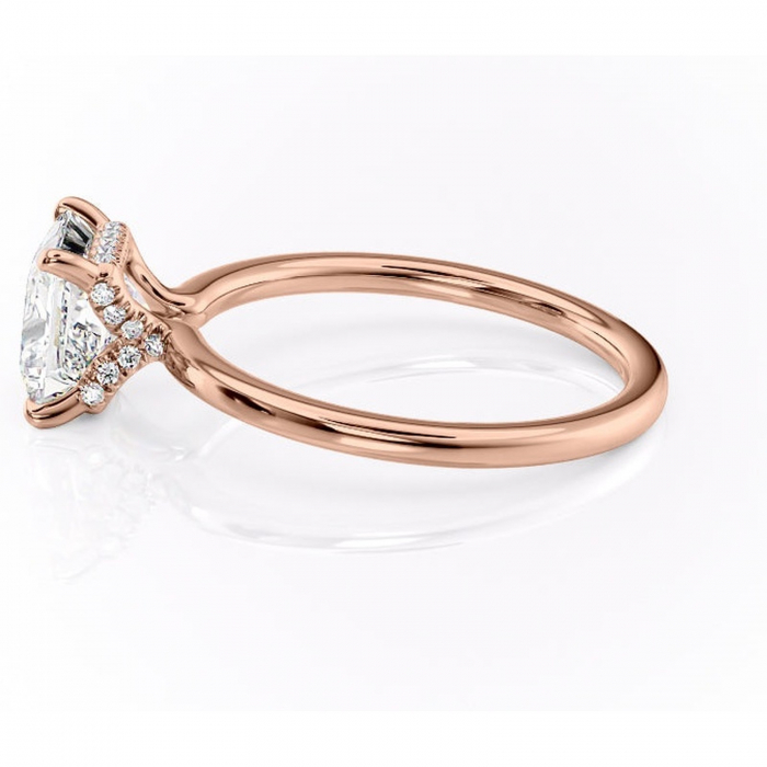 Inel de logodnă Amethyst din aur Rose 18kt cu moissanite tăietură princess – Solitar rafinată pentru profil înalt | Personalizează și configurează gratuit online [6]