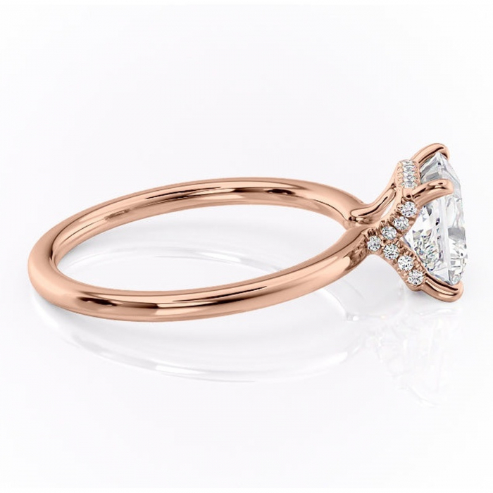 Inel de logodnă Amethyst din aur Rose 18kt cu moissanite tăietură princess – Solitar rafinată pentru profil înalt | Personalizează și configurează gratuit online [2]