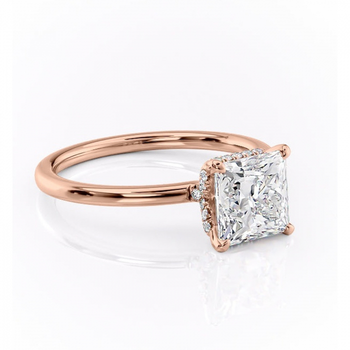 Inel de logodnă Amethyst din aur Rose 18kt cu moissanite tăietură princess – Solitar rafinată pentru profil înalt | Personalizează și configurează gratuit online [1]